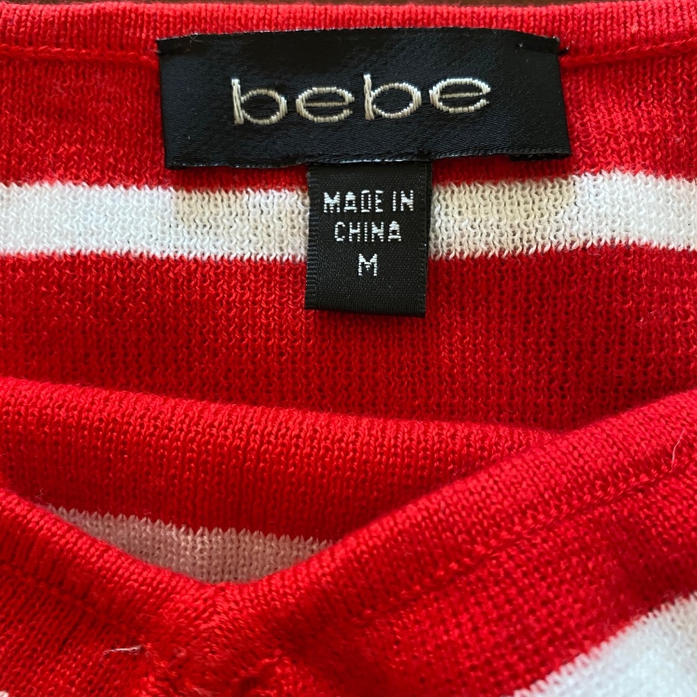 bebe cami cotton knit sweater stripe top Medium - Picture 10 of 12